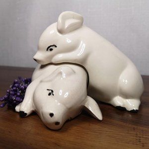 Vintage Nesting Pigs Salt and Pepper Shakers